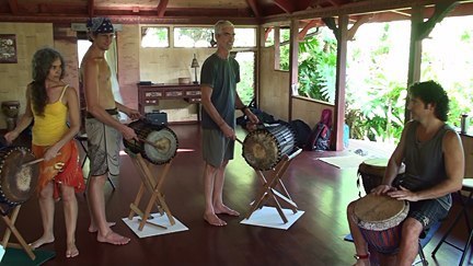 drum workshop in Kipahulu, Maui